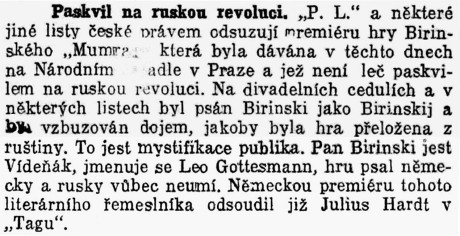 Pakvil na ruskou revoluci.; in: Dělnické listy, 5. říjen 1912, Wien..