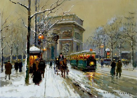 Arc de Triomphe par temps de neige par Edouard Léon Cortès. Repro archiv
