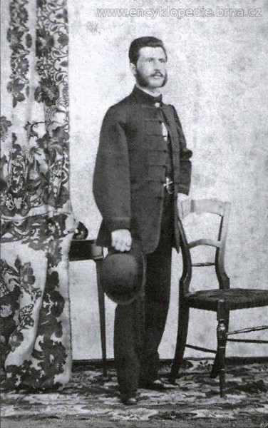 František Xaver Bakeš (4. 12. 1833 Šaratice – 6. 11. 1917 Brno). Byla to hlava, tenhle otec, ale k synovi se nehlásil. FOTO Encyklopedie města Brna