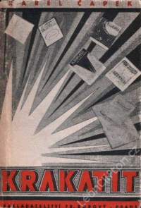 Čapek, Karel: Krakatit. František Borový 1947, 378 stran. Obálka Otakar Mrkvička. Repro archiv