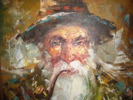 Roy Pierce: Old man and the sea, smoking pipe (olej na plátně). Repro archiv