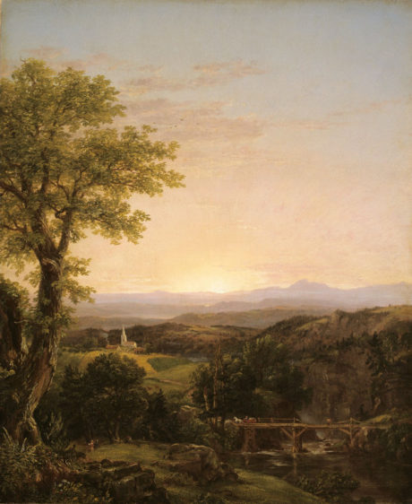 Thomas Cole (American, born England, 1801-1848) - New England Scenery, 1839 (Oil on canvas 57.1 x 46.7 cm.) Repro Art Institute Chicago