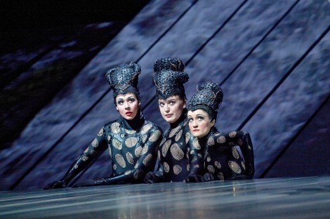 Tamara Mumford as Flosshilde, Jennifer Johnson Cano as Wellgunde, and Erin Morley as Woglinde in Wagner's “Götterdämmerung.”