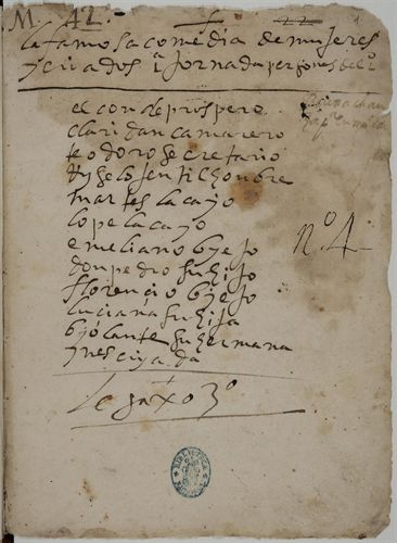 Lope de Vega, Mujeres y criados: comedia en tres jornadas, 1631. BNE, MSS/16915. Repro archiv