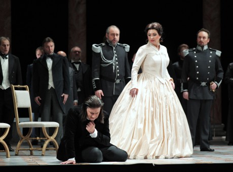 Daniel Frank (Tannhäuser), Jiří Sulženko (Hermann), Andrea Kohútková (Alžběta), Martin Šrejma (Walther). Snímek Ilona Sochorová