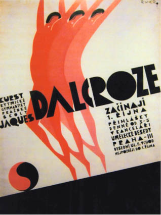 Dobový plakát kurzu Pražské školy Jaques-Dalcroze
