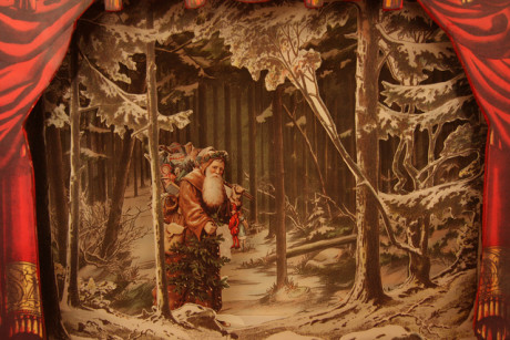 Vánoční scéna z německého papírového divadla 19. století. Repro archiv