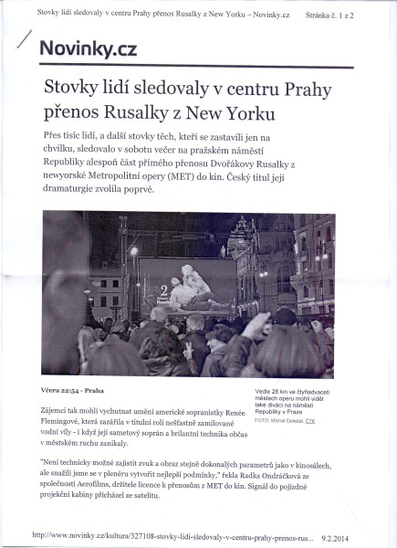 MET live – únor 2014, Praha, náměstí Republiky. Repro archiv autora