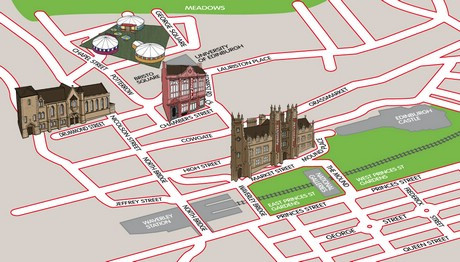 Assembly Roxy. venue map. Repro Edinburgh Fringe Festival